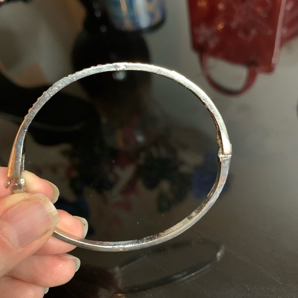 Silver metal round bracelet with diamonds💎 - Picture 2 of 11